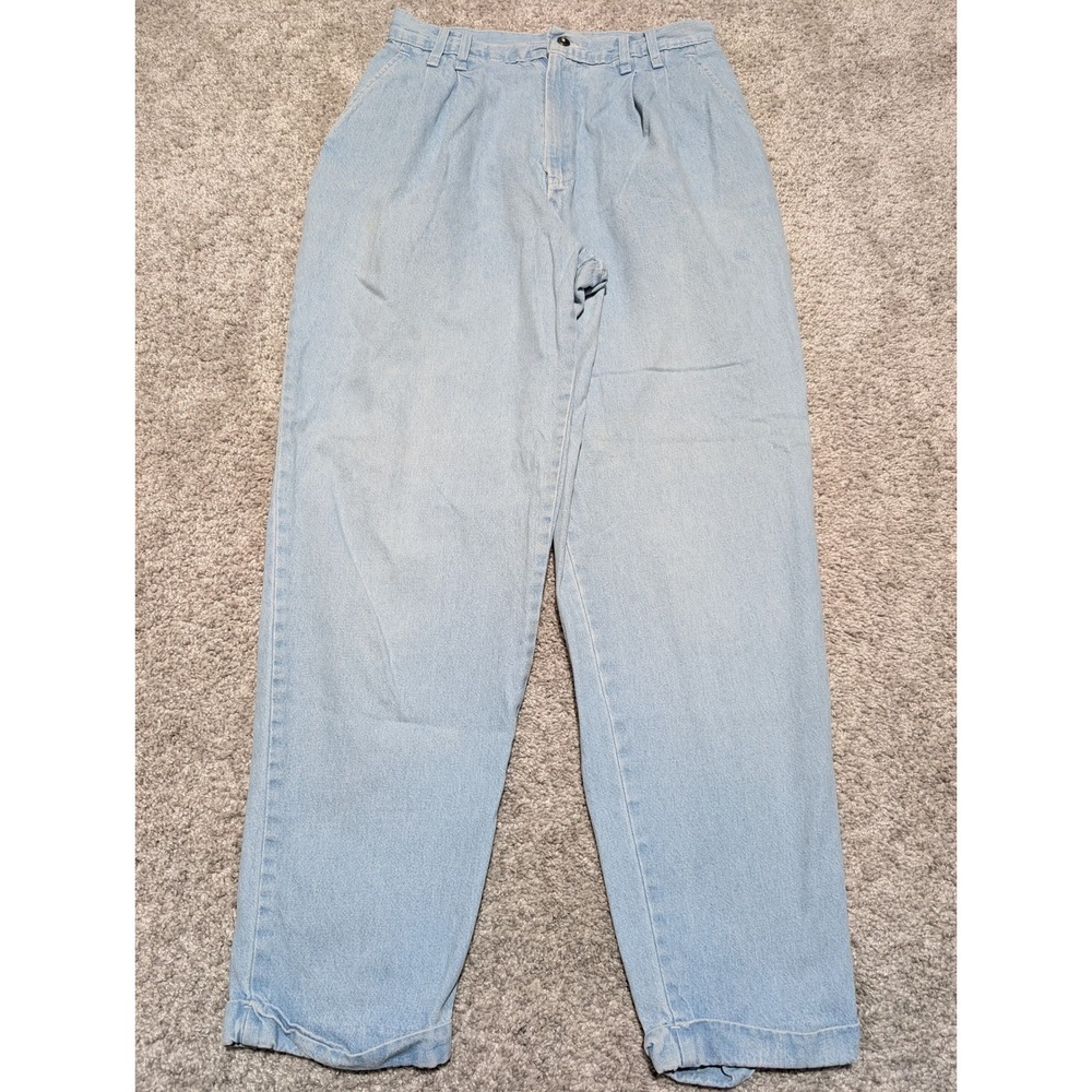 Vintage CHIC Jeans Light Wash Pleated Relaxed Fit Trousers Size 12